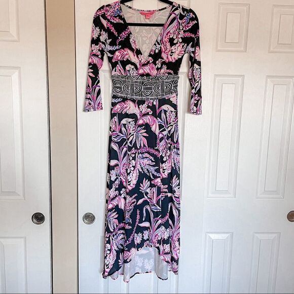 Lilly Pulitzer Fleuris Midi Dress Onyx Wild Within XS - Picture 5 of 11
